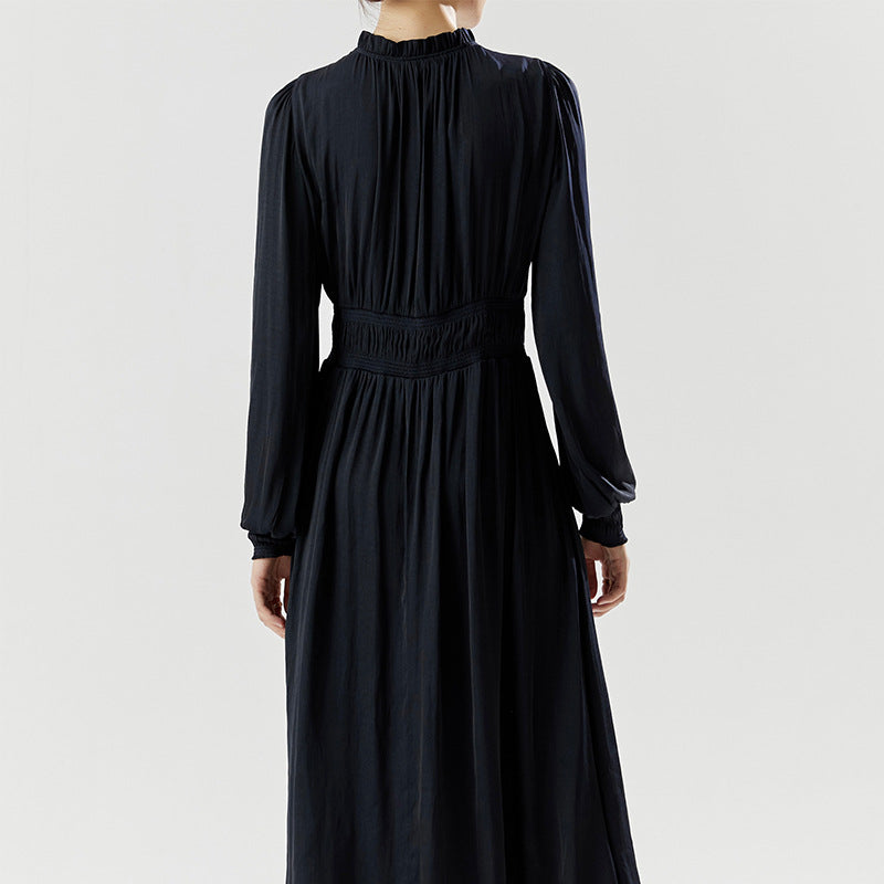 2025 Summer New French Elegant Romantic Pullover Skirt High Waist Solid Color Medium Length