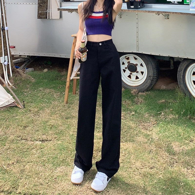 jeans for women 2025 autumn new high waist slim khaki small narrow version drape wide leg pants