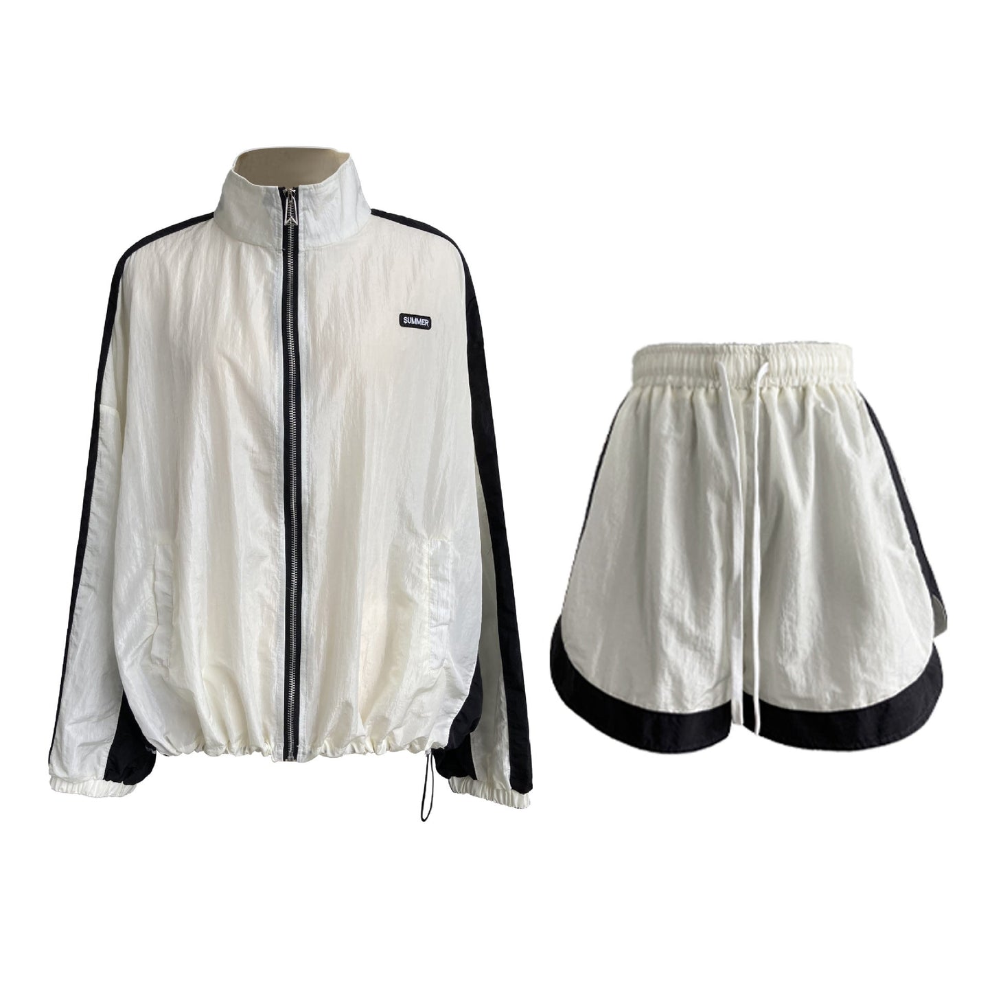 Luxi color matching sun protection jacket + wide-leg shorts suit female spring and summer fashion casual sun protection clothing two-piece suit 2306