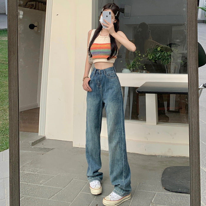 jeans for women 2025 autumn new high waist slim khaki small narrow version drape wide leg pants