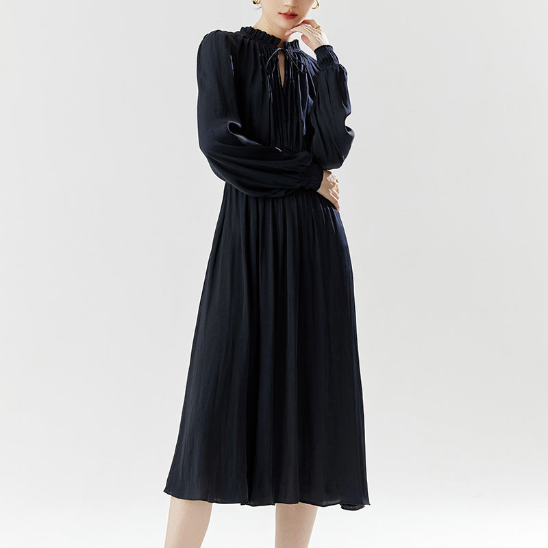 2025 Summer New French Elegant Romantic Pullover Skirt High Waist Solid Color Medium Length