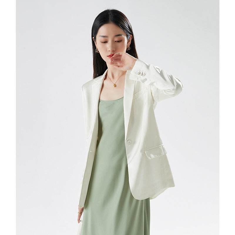 2025 Spring new women's acetate suit jacket temperament commuting atmosphere simple and fashionable