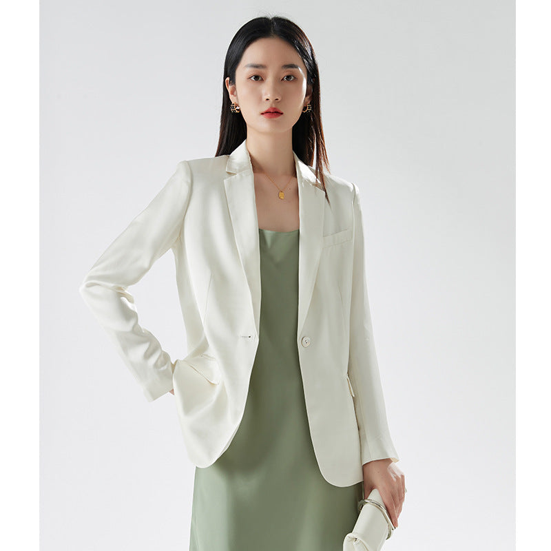 2025 Spring new women's acetate suit jacket temperament commuting atmosphere simple and fashionable