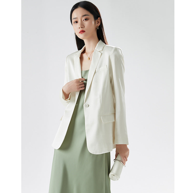 2025 Spring new women's acetate suit jacket temperament commuting atmosphere simple and fashionable