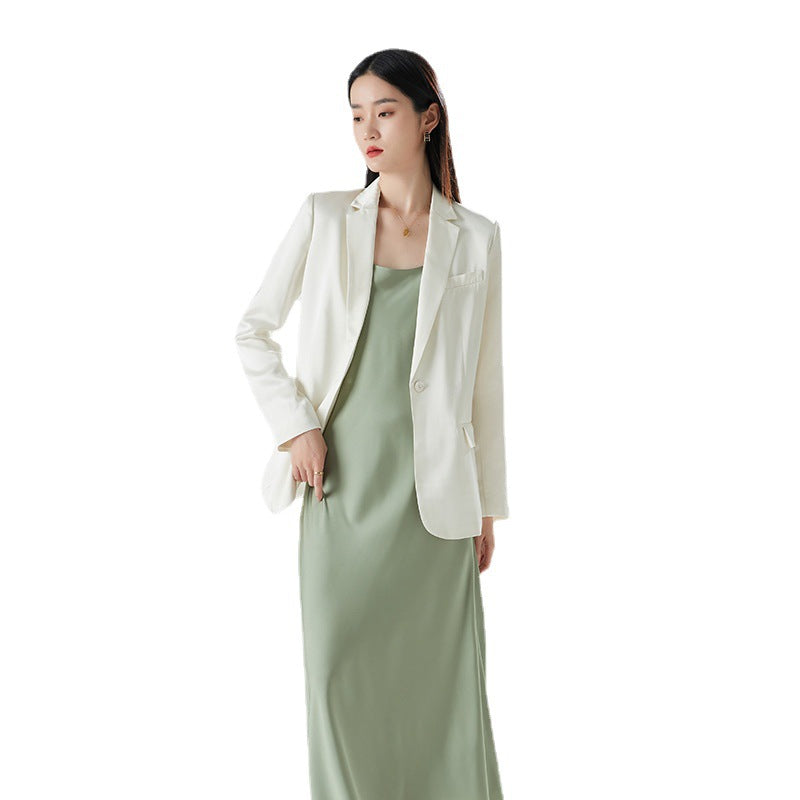 2025 Spring new women's acetate suit jacket temperament commuting atmosphere simple and fashionable
