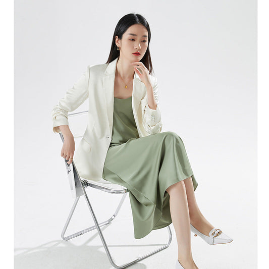 2025 Spring new women's acetate suit jacket temperament commuting atmosphere simple and fashionable